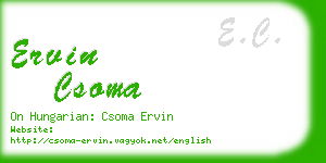 ervin csoma business card